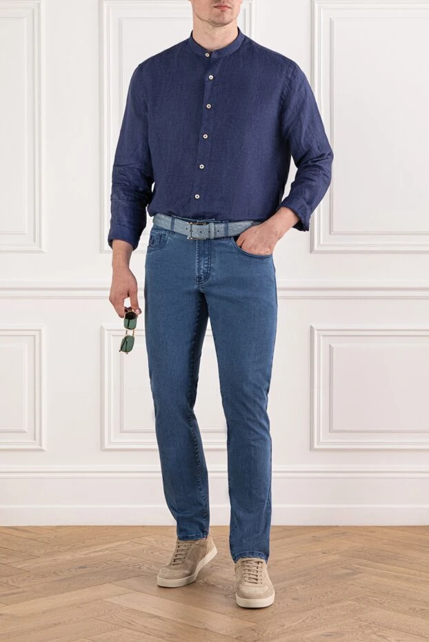 Alessandro Gherardi dark blue linen shirt with stand-up collar
 189926 - photo 2