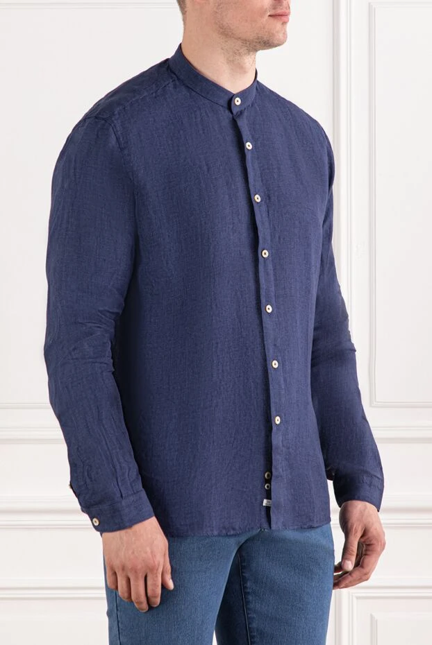 Alessandro Gherardi dark blue linen shirt with stand-up collar
 189926 - photo 3