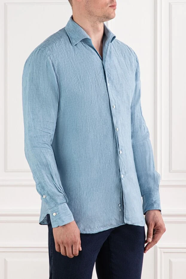 Alessandro Gherardi light blue linen shirt with classic collar and textured surface 189928 - photo 3