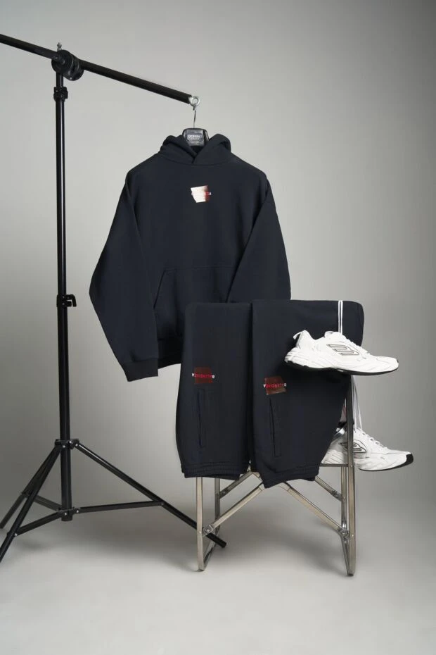 Balenciaga костюм мужской толстовка с проклеенной спинкой с брюками черный 189930 - фото 3