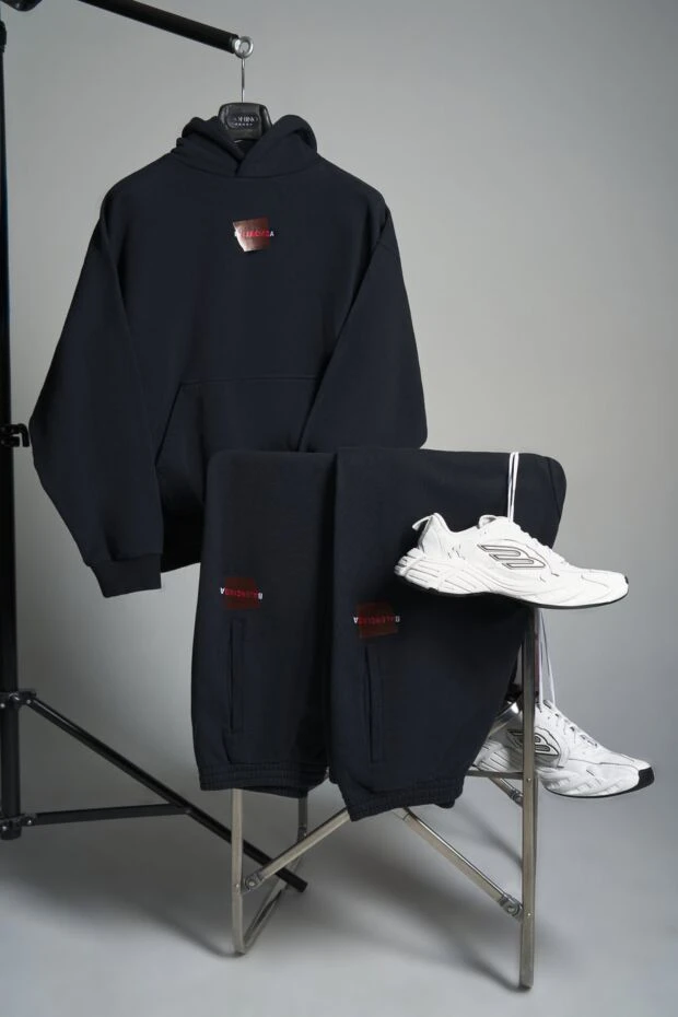 Balenciaga костюм мужской толстовка с проклеенной спинкой с брюками черный 189930 - фото 2