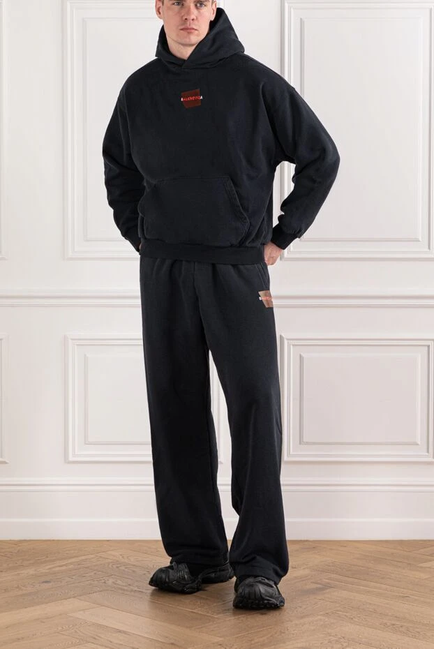 Balenciaga костюм мужской толстовка с проклеенной спинкой с брюками черный 189930 - фото 3