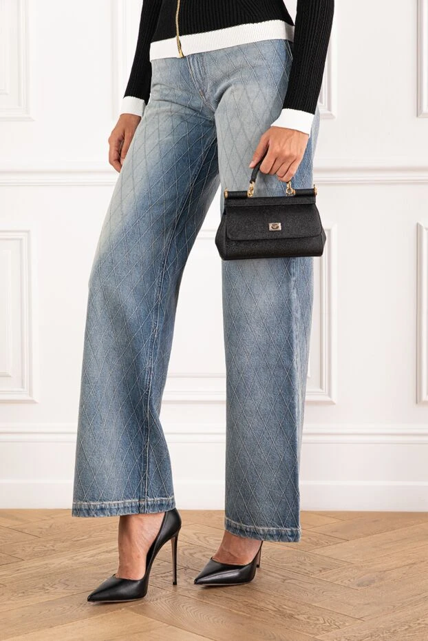 Маленькая сумка Sicily с короткой ручкой черная - фото 2