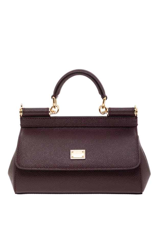 Қысқа тұтқасы бар кішкентай Сицилия сөмкесі бургундия - фото 1