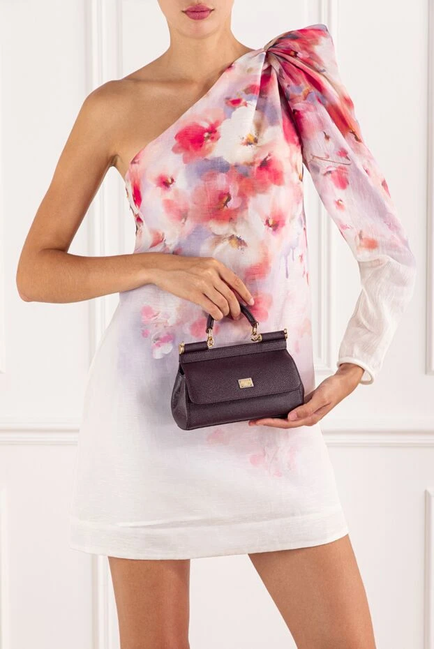 Dolce & Gabbana қысқа тұтқасы бар кішкентай сицилия сөмкесі бургундия 189938 - фото 2