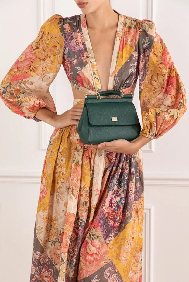 Dolce & Gabbana сицилия орташа қысқа тұтқалы сөмке жасыл 189939 - фото 2
