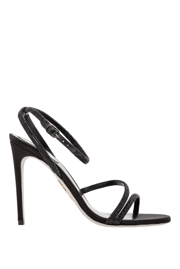 Босоножки черные на шпильке с кристаллами - фото 1