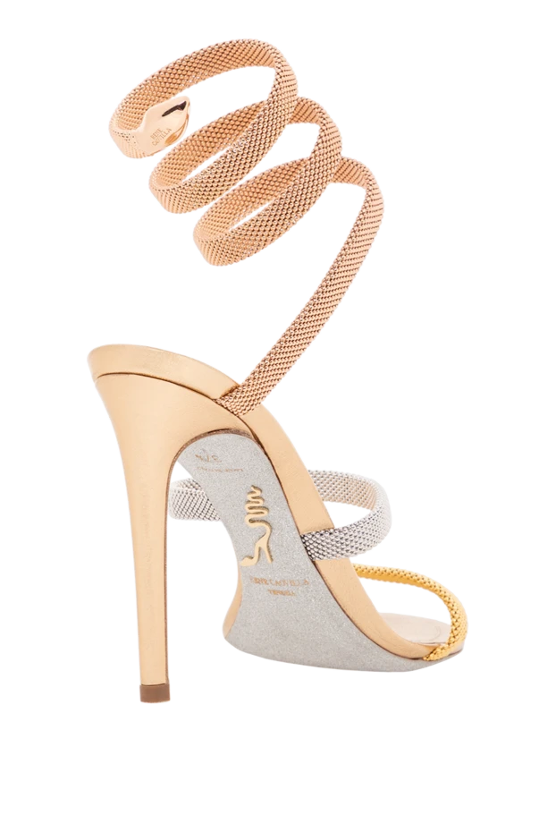 Rene Caovilla босоножки на шпильке с золотистым и серебристым плетением и спиральной шнуровкой 189947 - фото 3