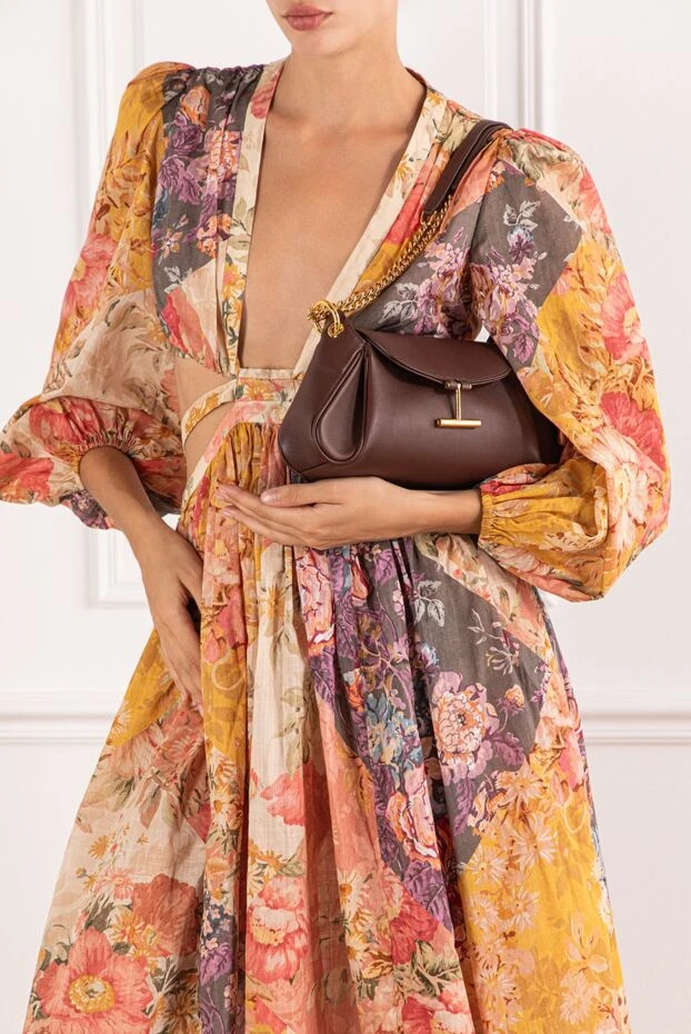 Tom Ford таза қоңыр былғарыдан жасалған tara chain иық сөмкесі 189952 - фото 2