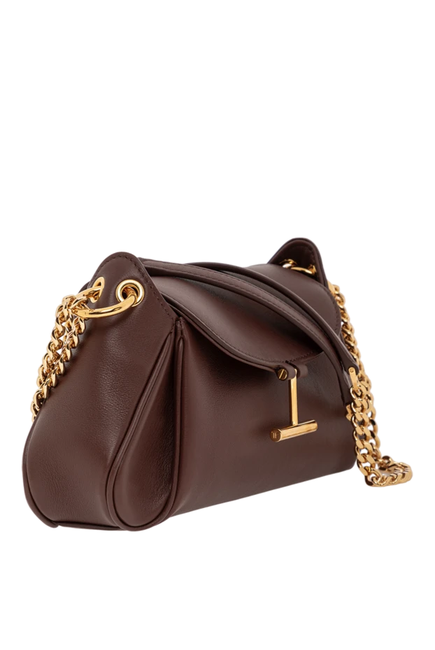 Tom Ford таза қоңыр былғарыдан жасалған tara chain иық сөмкесі 189952 - фото 3