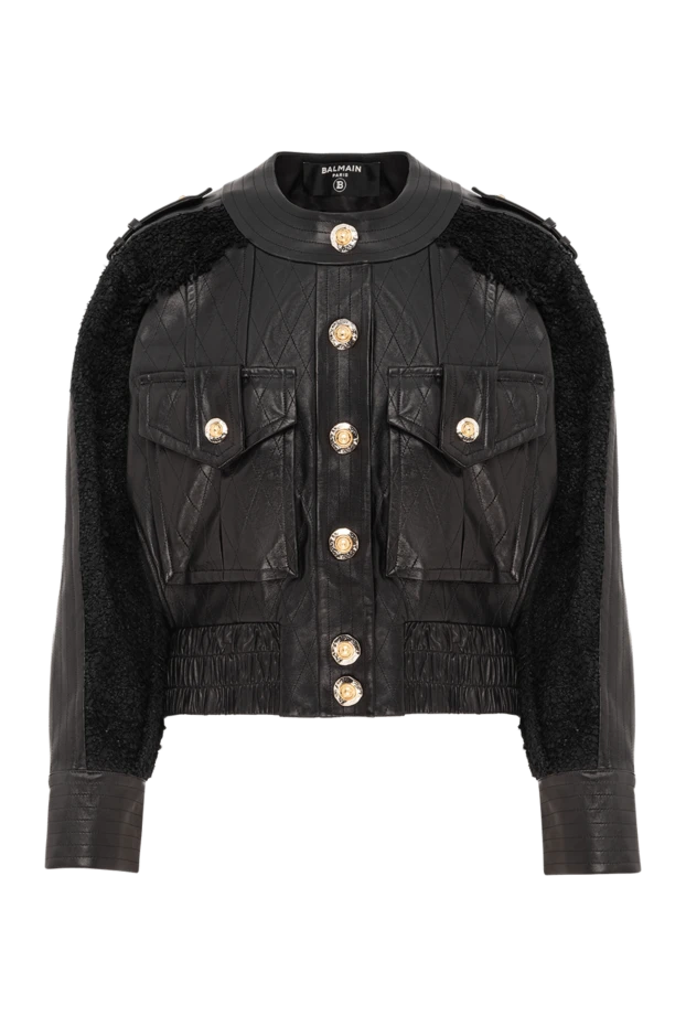 Әйелдердің қара қозы терісінен жасалған бомбер курткасы - фото 1