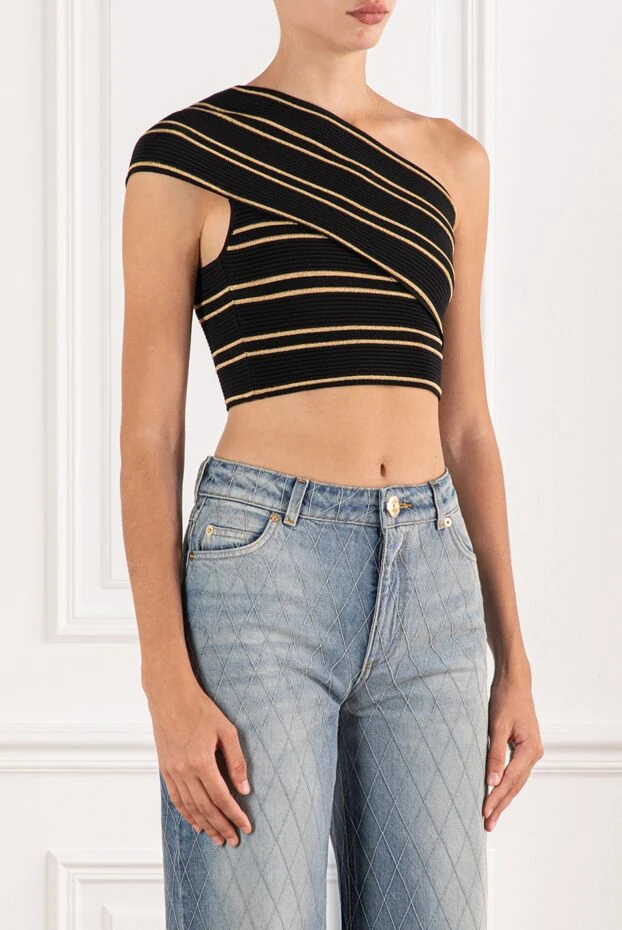 Balmain off-the-shoulder top in black bi-stretch velvet

 189965 - photo 3