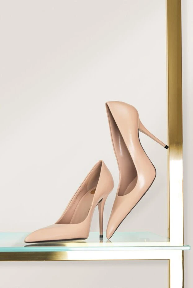 Saint Laurent туфли на шпильке élysee из гладкой кожи бежевого цвета женские 
 189967 - фото 2