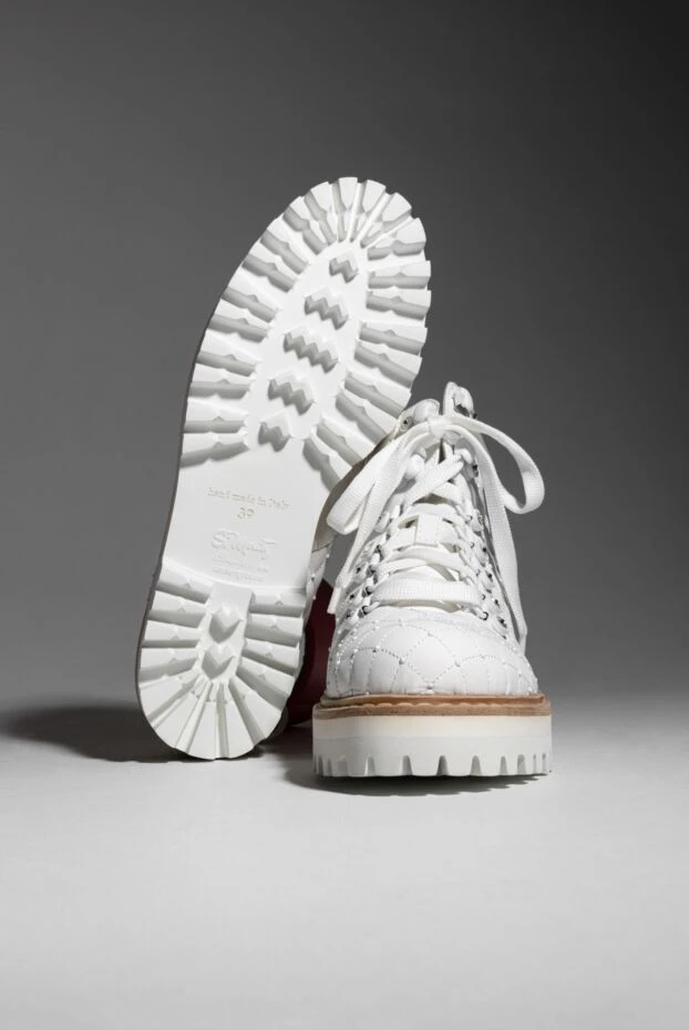 Le Silla хайкеры белые стеганые с кристаллами из натуральной кожи женские 189969 - фото 2