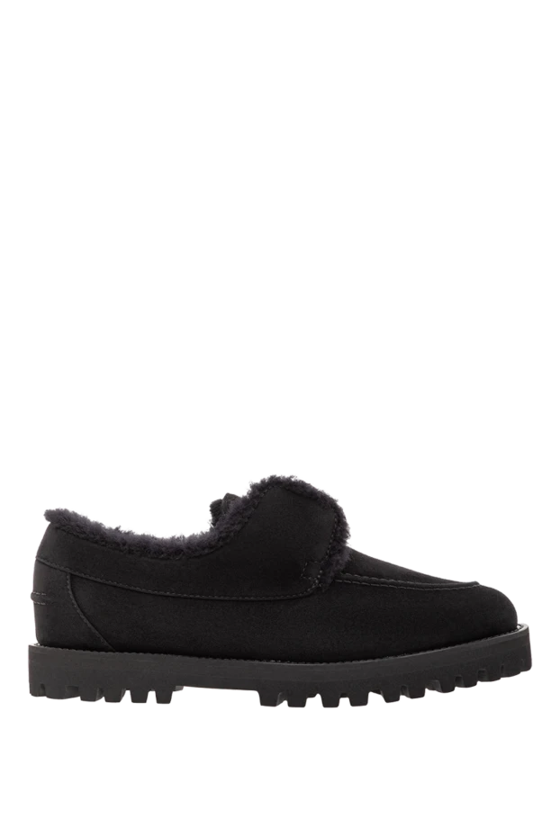 Черные замшевые яхт-лоферы с подкладкой из овчины - фото 1
