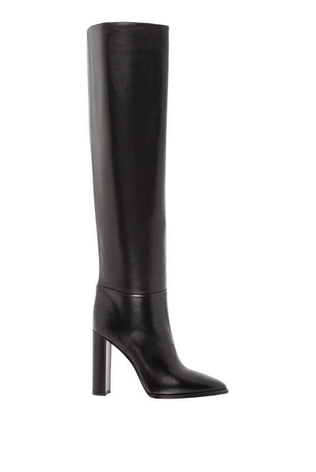 Сапоги женские Elsa из кожи наппа черного цвета на молнии - фото 1