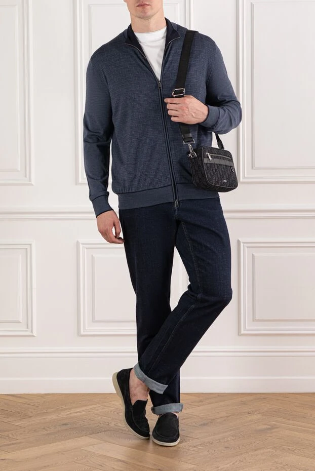 Brioni қара көк мақтадан тігілген түзу джинсы 189978 - фото 2