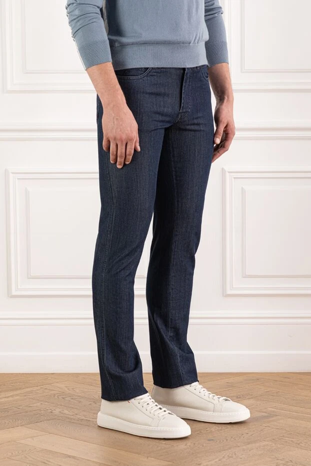 Brioni мақта мен кашемирден жасалған жұмсақ қада әсері бар көк джинсы 189979 - фото 3