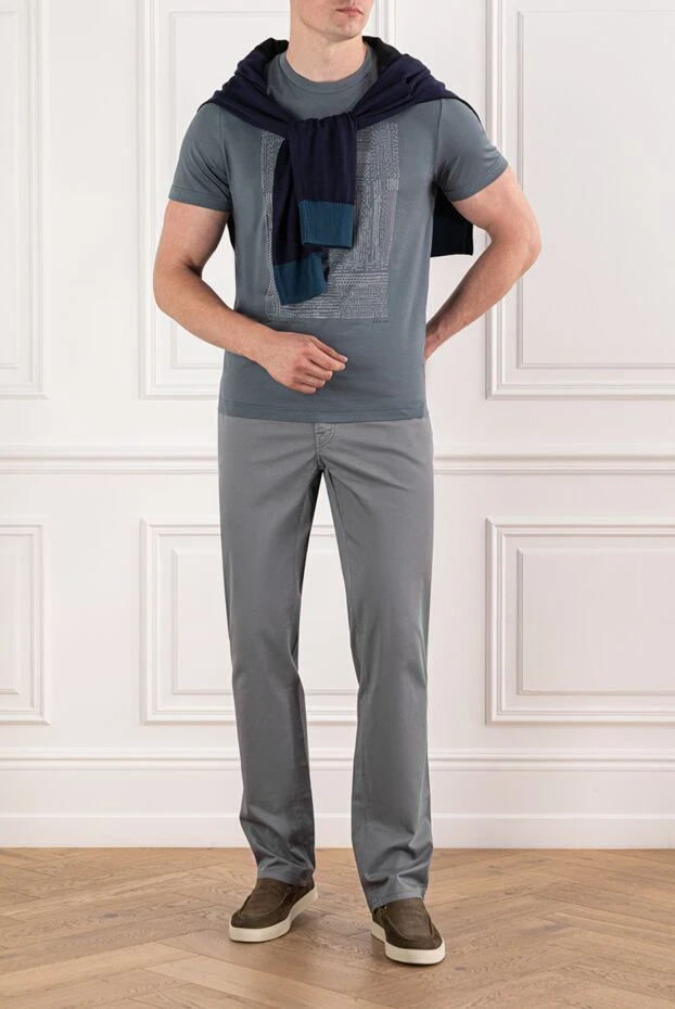 Brioni серые брюки из хлопка с классической прямой линией силуэта 189981 - фото 2