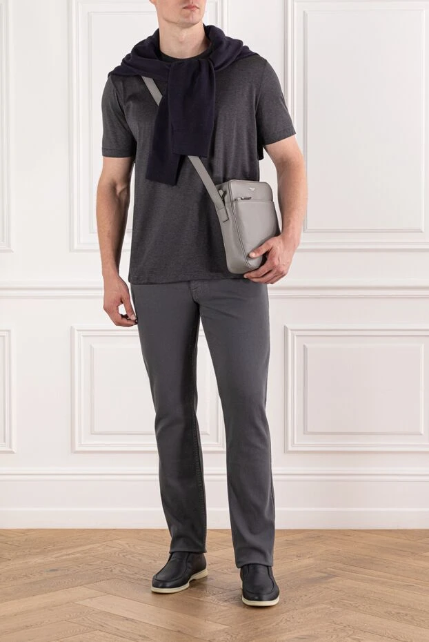 Brioni dark grey cotton trousers with a straight cut and minimalist trim 189982 - photo 3