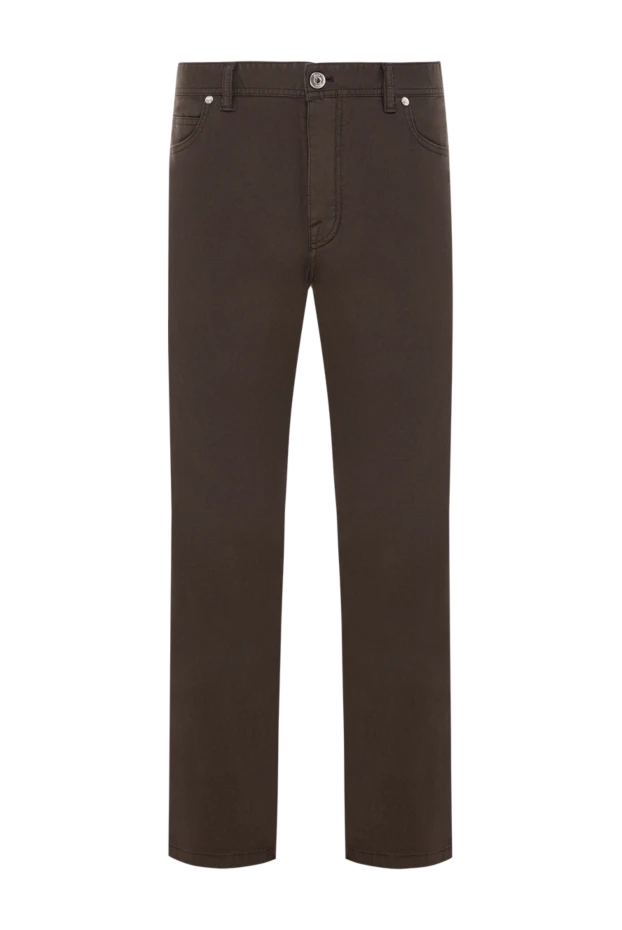 Dark brown jeans made of heavy cotton with a button and zip fastening
- photo 1