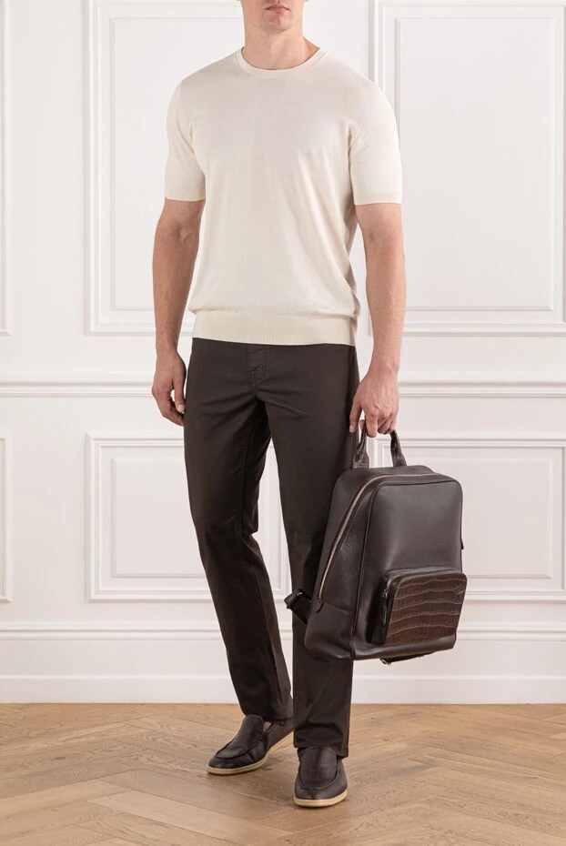 Brioni тёмно-коричневые джинсы из плотного хлопка с застёжкой на пуговицу и молнию
189986 - фото 2