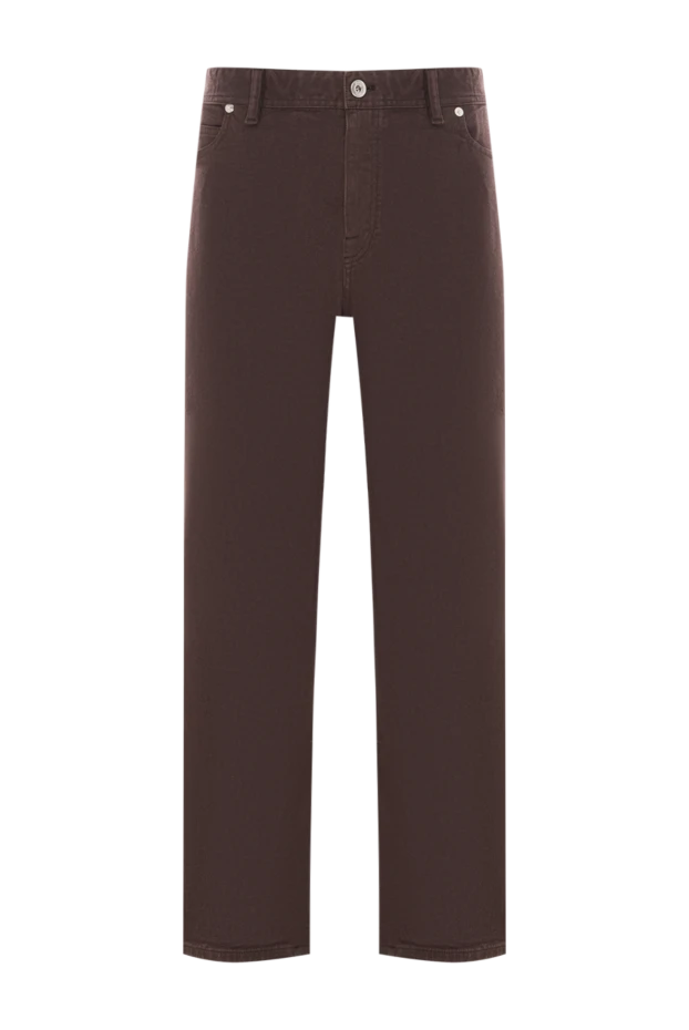 Мужские прямые джинсы из хлопка темно-коричневого цвета - фото 1