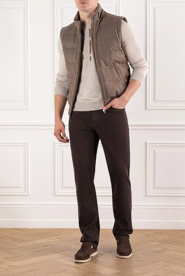 Brioni ерлерге арналған қою қоңыр мақтадан жасалған түзу аяқты джинсы шалбар 189988 - фото 2