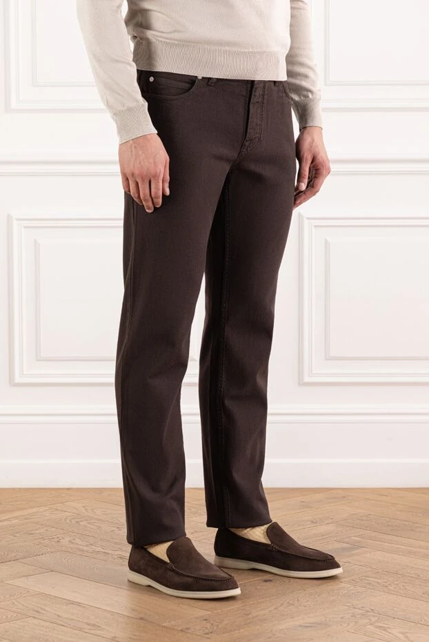 Brioni men's dark brown cotton straight leg jeans 189988 - photo 3