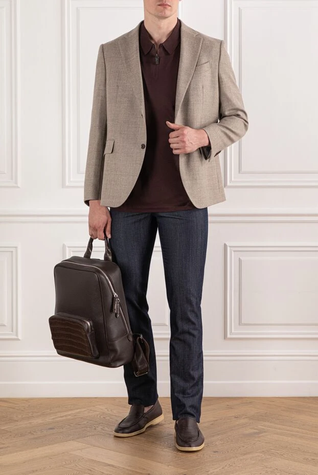 Brioni синие хлопково-шелковые брюки с деликатным отливом ткани 189989 - фото 2