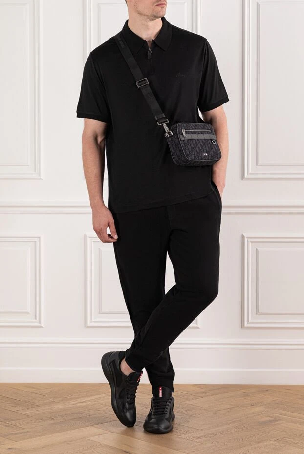 Brioni мужские брюки из хлопка черного цвета с эластичным поясом
 189995 - фото 2