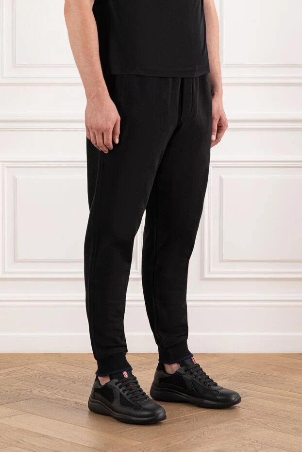 Brioni мужские брюки из хлопка черного цвета с эластичным поясом
 189995 - фото 3