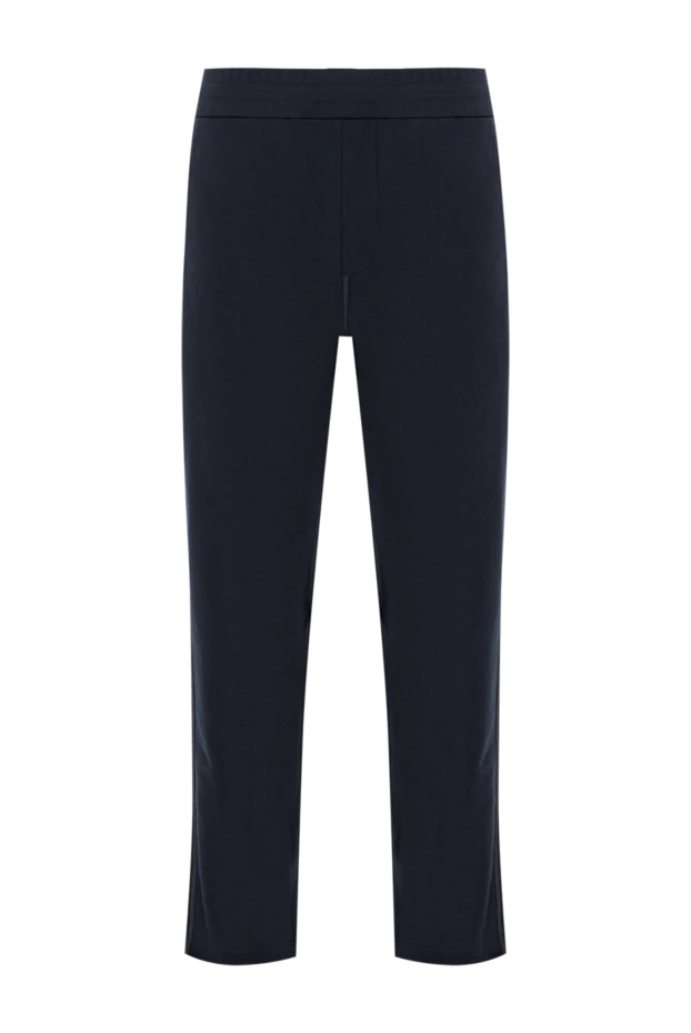 Brioni мужские хлопковые брюки тёмно-синего цвета с эластичным поясом
189997 - фото 1