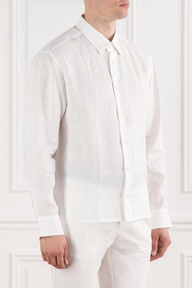 Brioni льняная рубашка белого цвета в классическом крое
 190005 - фото 3