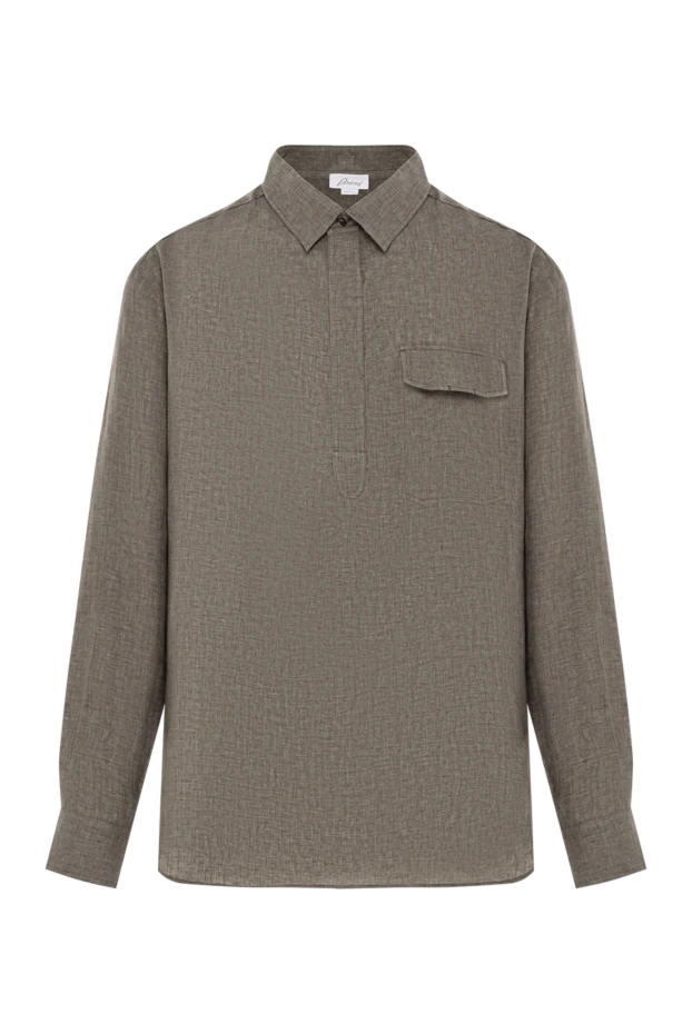 Linen shirt in grey-olive color with a breast pocket
- photo 1