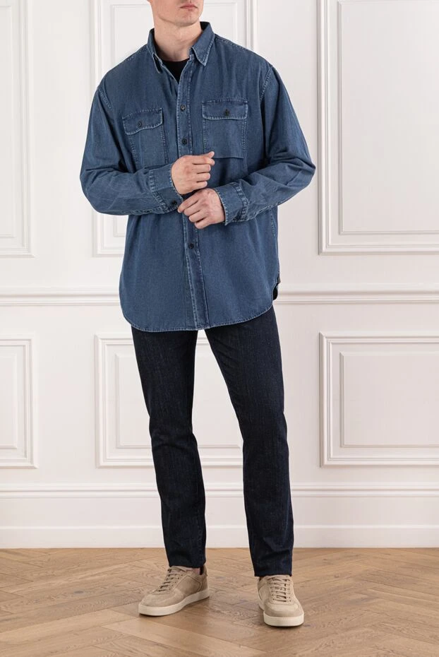 Brioni denim style shirt made of thick cotton with patch pockets 190010 - photo 2