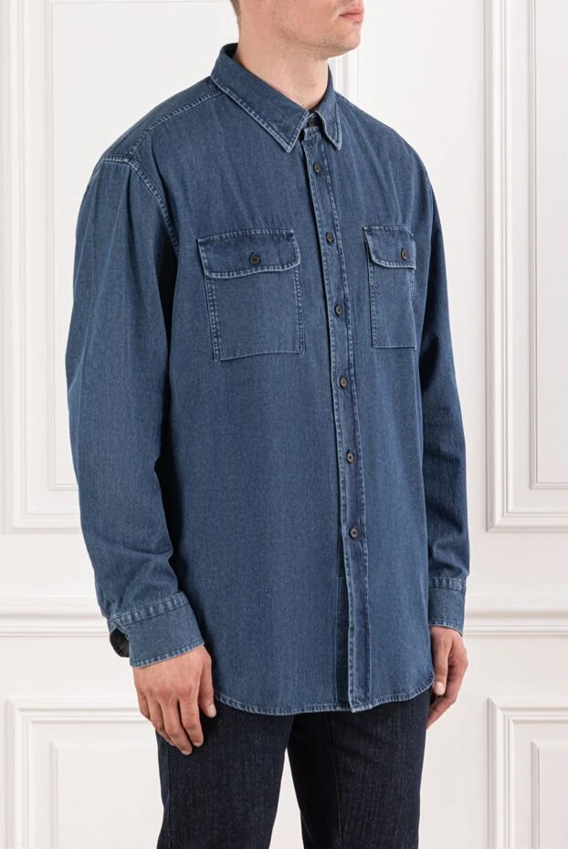 Brioni рубашка из плотного хлопка в джинсовом стиле с накладными карманами 195688 - photo 3