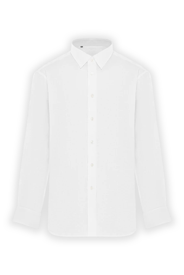 Рубашка из натурального льна в белом исполнении - фото 1