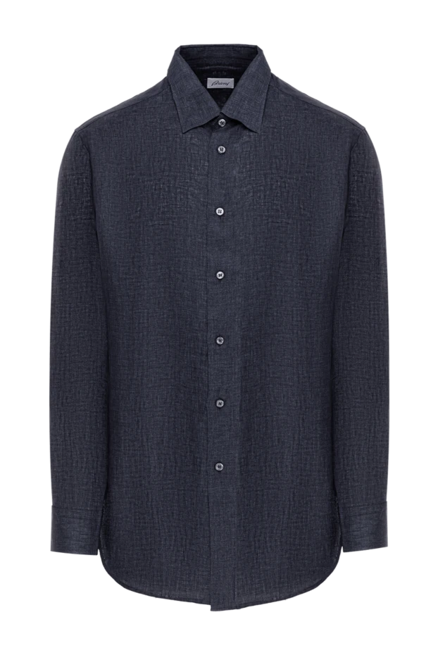 Классическая мужская рубашка из льна в темно-синем исполнении
- фото 1