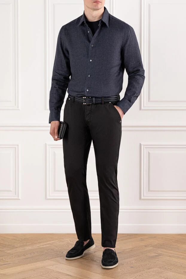 Brioni classic men's linen shirt in dark blue
190014 - photo 2
