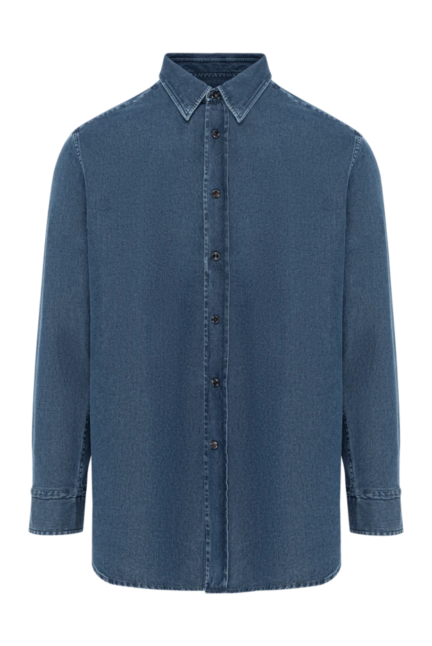 Шынтақ жастықшалары бар көк түсті ерлерге арналған мақта джинсы көйлек - фото 1