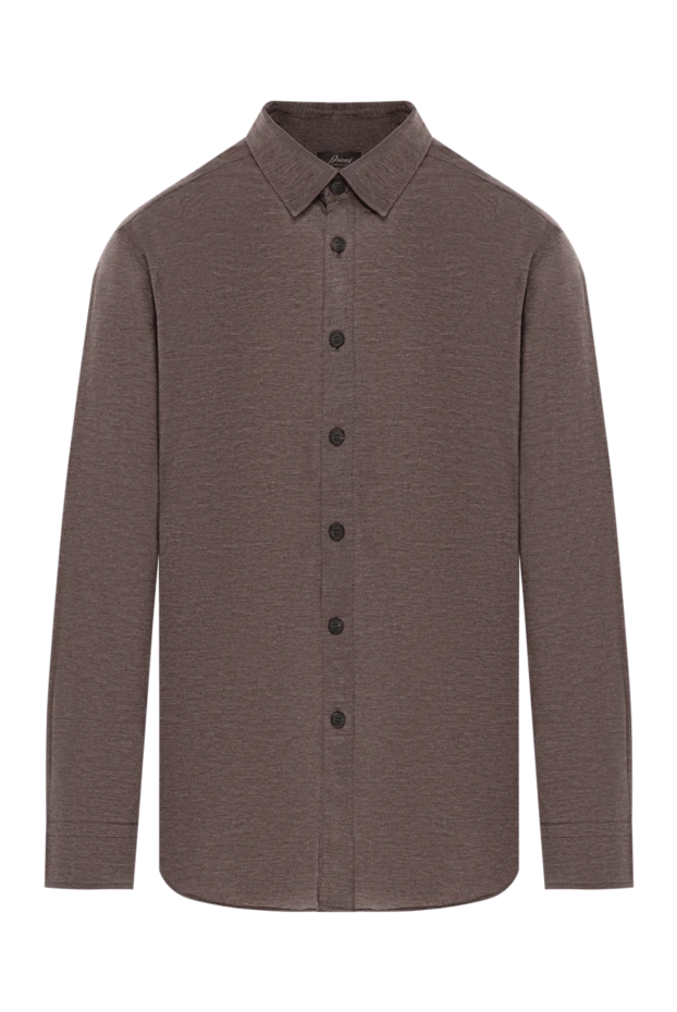 Классикалық жағалы ерлер қоңыр жұмсақ кашемир көйлегі - фото 1