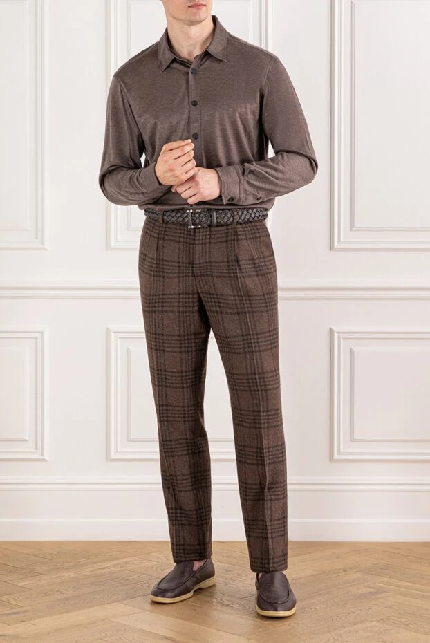 Brioni men's brown soft cashmere shirt with classic collar 190017 - photo 2