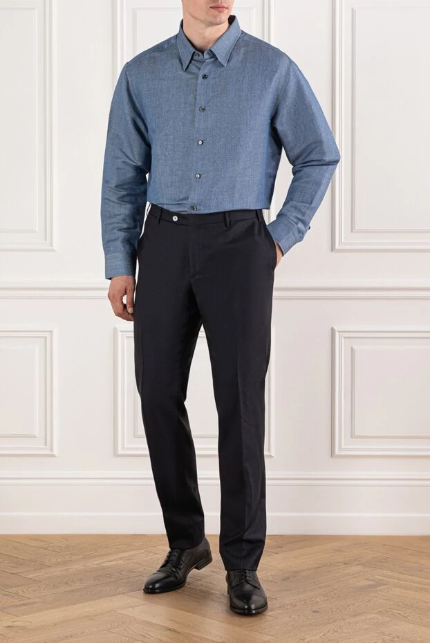 Brioni men's cotton and hemp shirt in sky blue
190018 - photo 2
