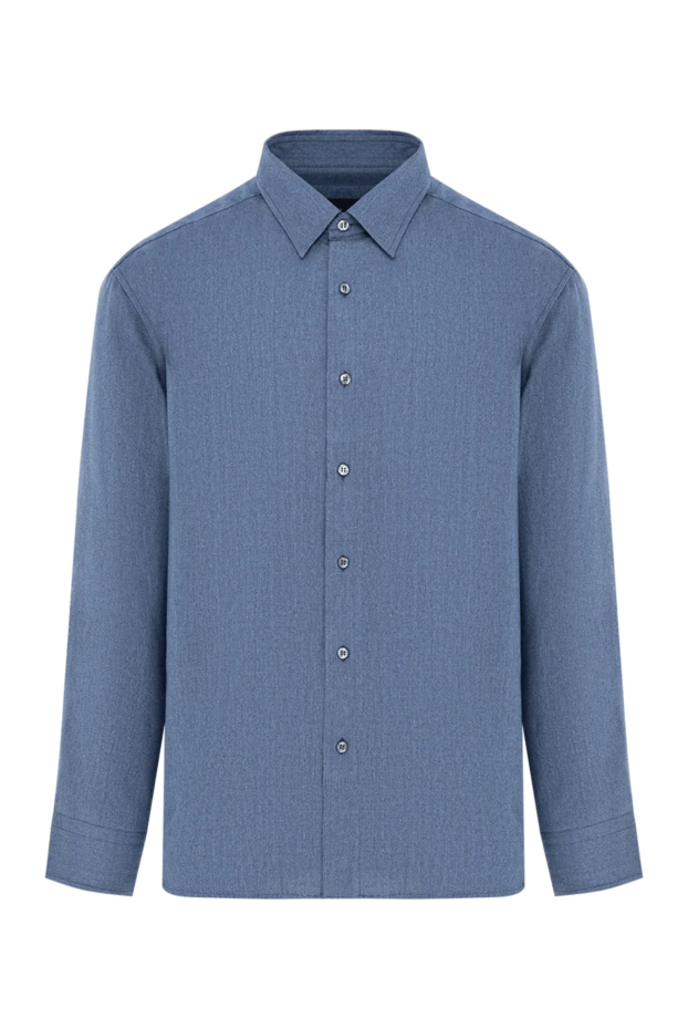 Ерлерге арналған көк мақта жібек кашемирден жасалған ұзын жеңді көйлек - фото 1