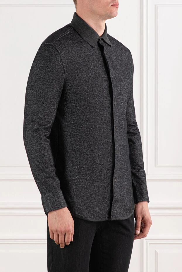 Brioni қою сұр кашемир және жұмсақ текстурасы бар мақта жейде 190021 - фото 3