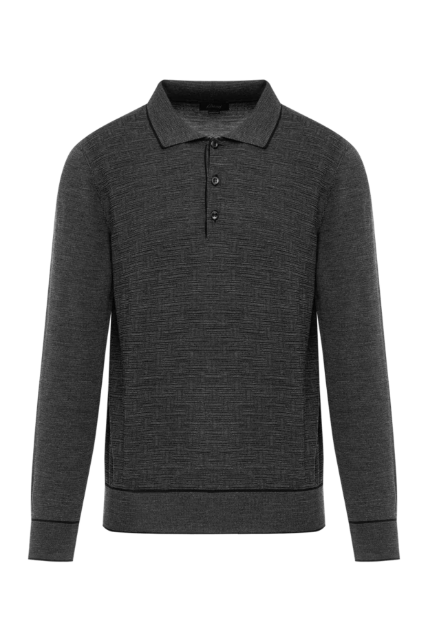 Men's Wool Polo Shirt with Textured Pattern and Long Sleeves
- photo 1