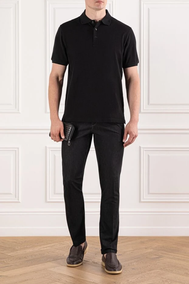 Brioni мужское поло из гладкого хлопка в черной гамме для повседневного стиля
190023 - фото 2