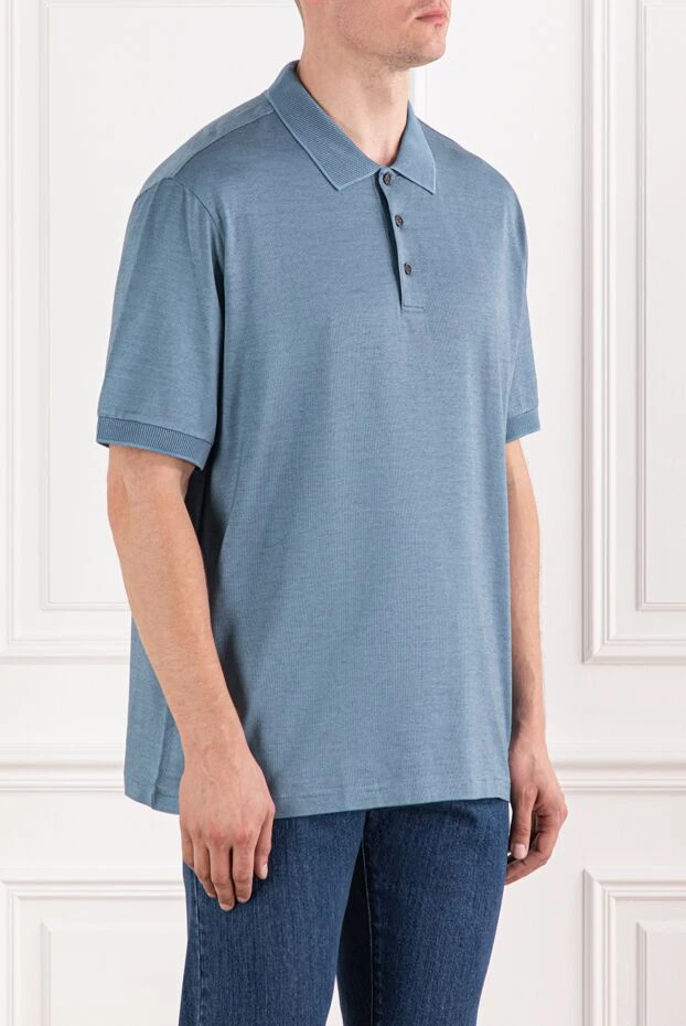 Brioni polo shirt in fine cotton and silk in smoky azure

 190024 - photo 3