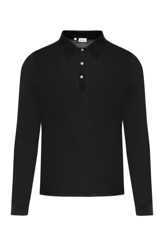 Поло мужское чёрное из шёлка с длинным рукавом - фото 1